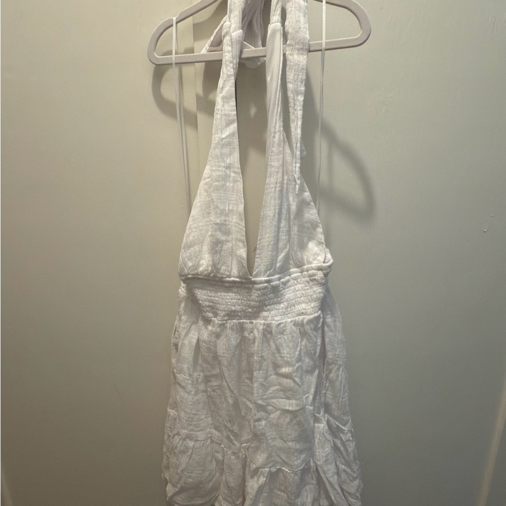White Halter Neck Dress